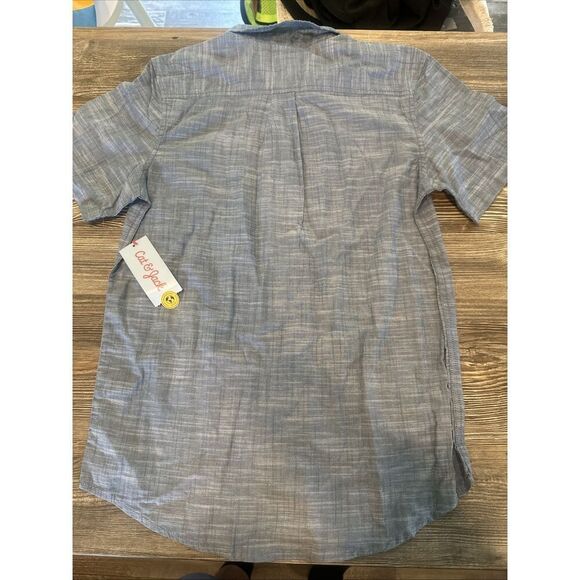 Boys' Short Sleeve Poplin Button-Down Shirt - Cat & Jack Blue Size XL. NWT. U - Picture 4 of 5